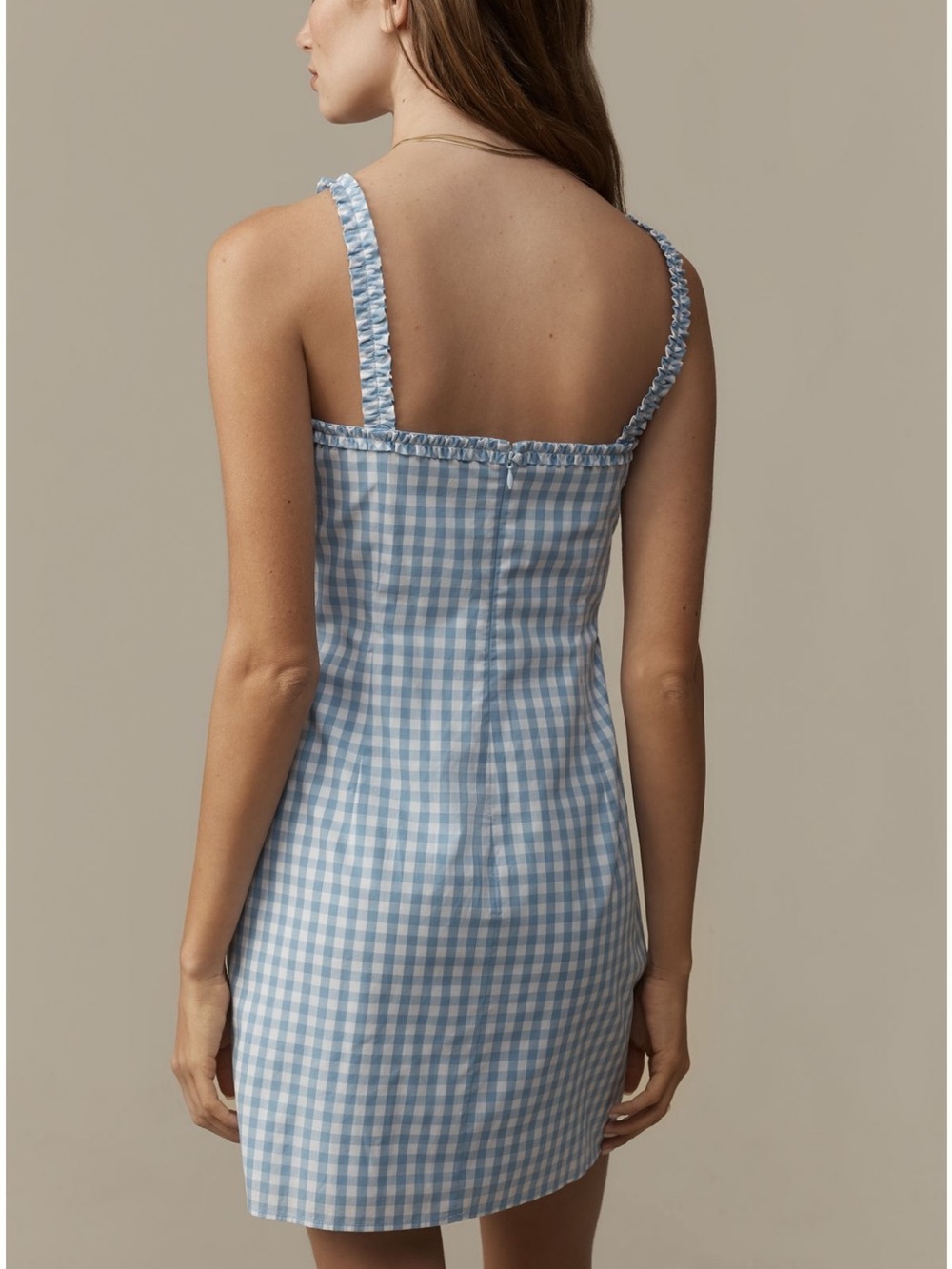 Gingham Square-Neck Mini Dress - Picture 2 of 2